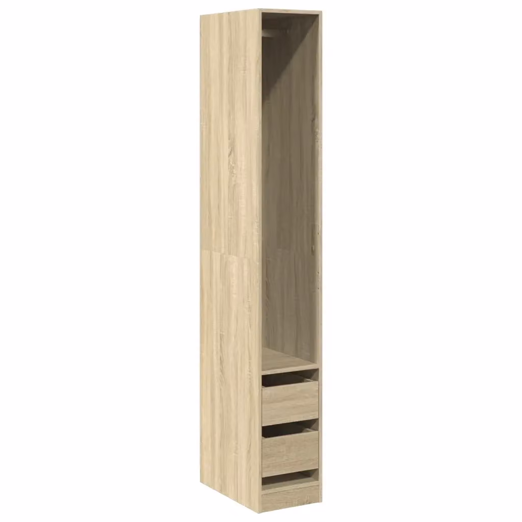 Armadio a parete vidaXL in legno rovere, colore marrone e beige, con ripiani interni e appendiabiti, stile minimalista, L: 30 cm, P: 50 cm, H: 200 cm – 2