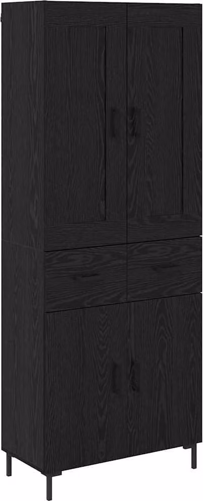 Credenza con cassetto 2 pcs Rovere Nero Legno multistrato