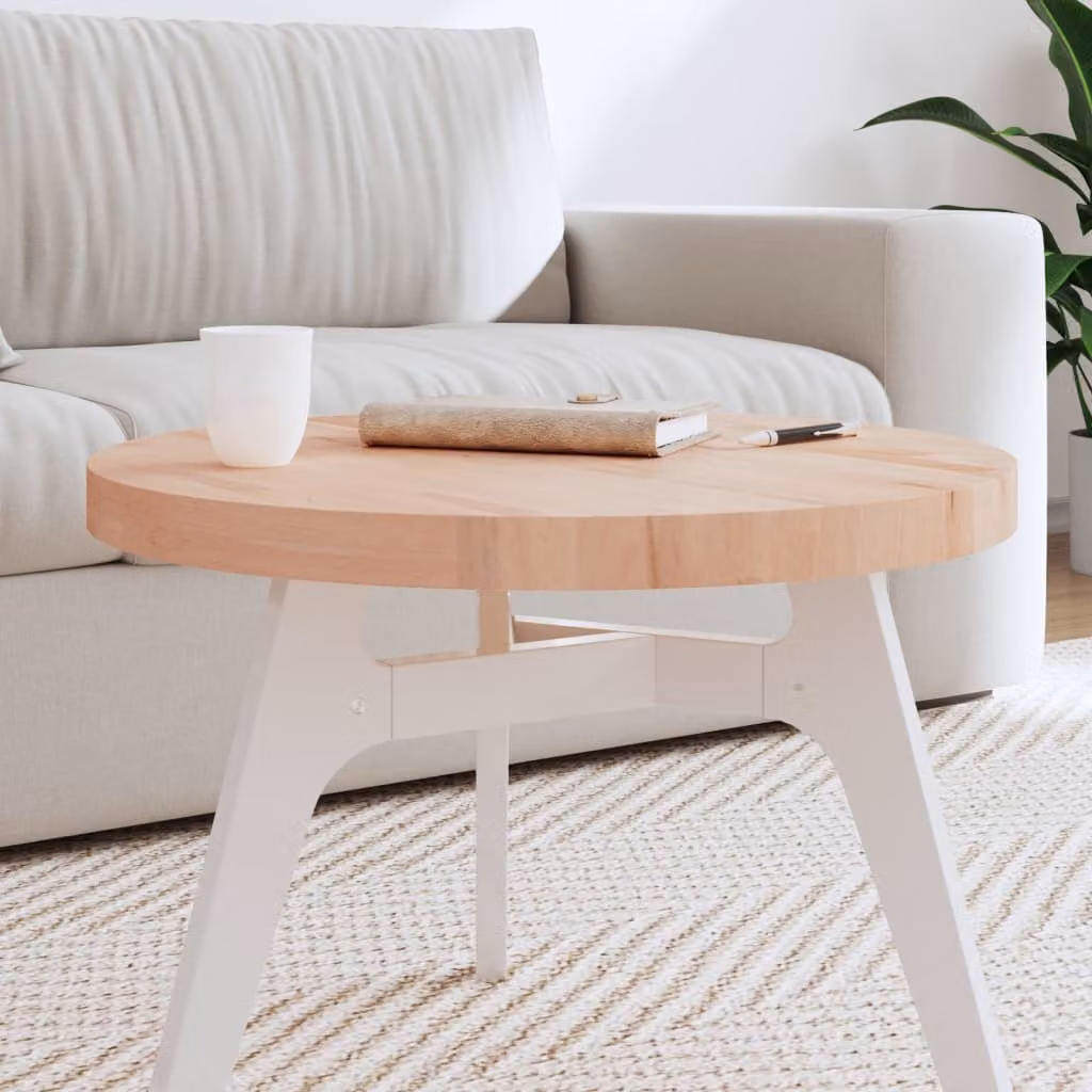 vidaXL Piano per Tavolo Rotondo in Legno Massello di Faggio, Marrone, Ø 60 cm, H 4 cm