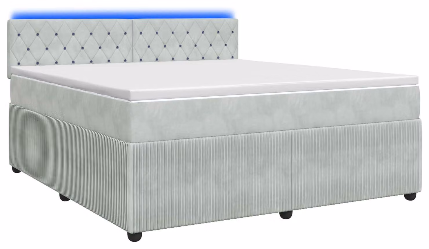 Letto a molle con materasso grigio chiaro 140 x 200 cm in velluto