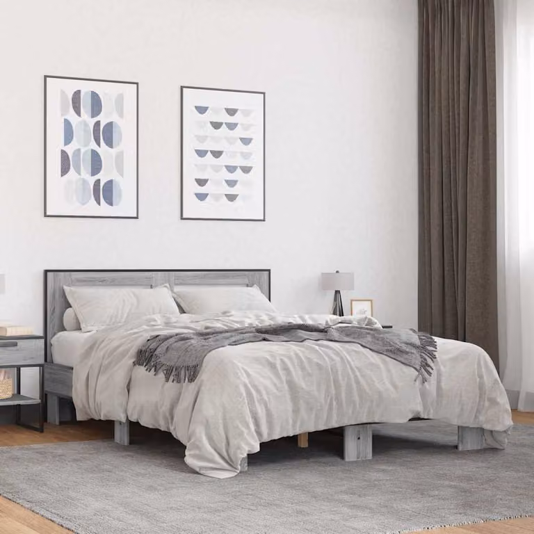 Giroletto vidaXL Grigio Sonoma in Legno e Metallo 140x200 cm