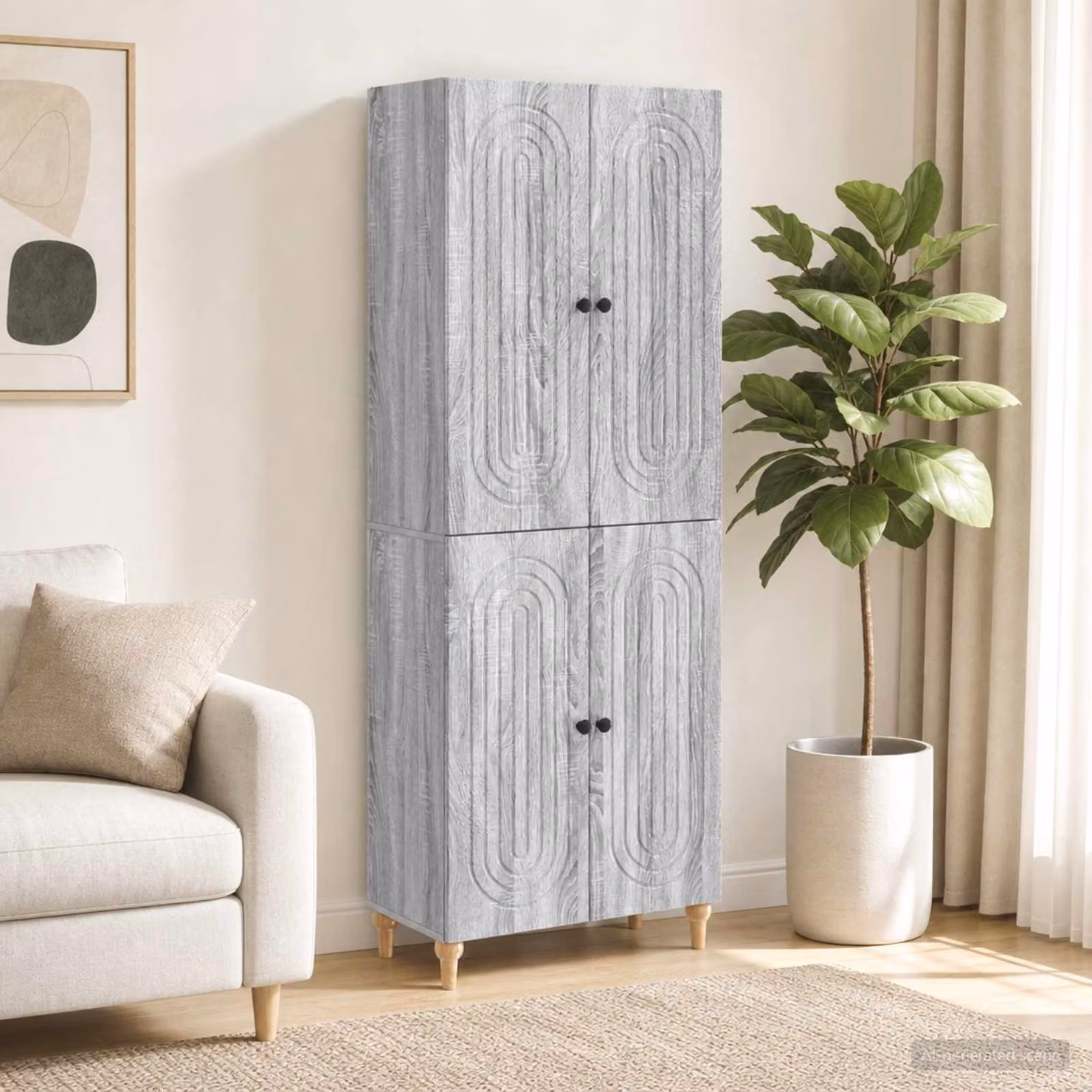 Set di 2 armadi moderni vidaXL in legno MDF grigio opaco per camera da letto o soggiorno