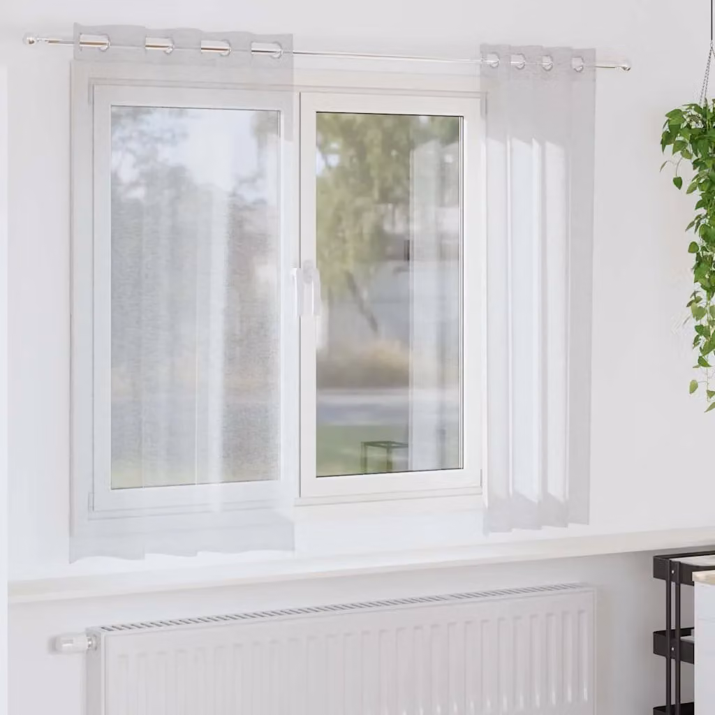 Set di 2 tendine velate vidaXL in poliestere, Grigio e Bianco, L: 175 cm, H: 140 cm