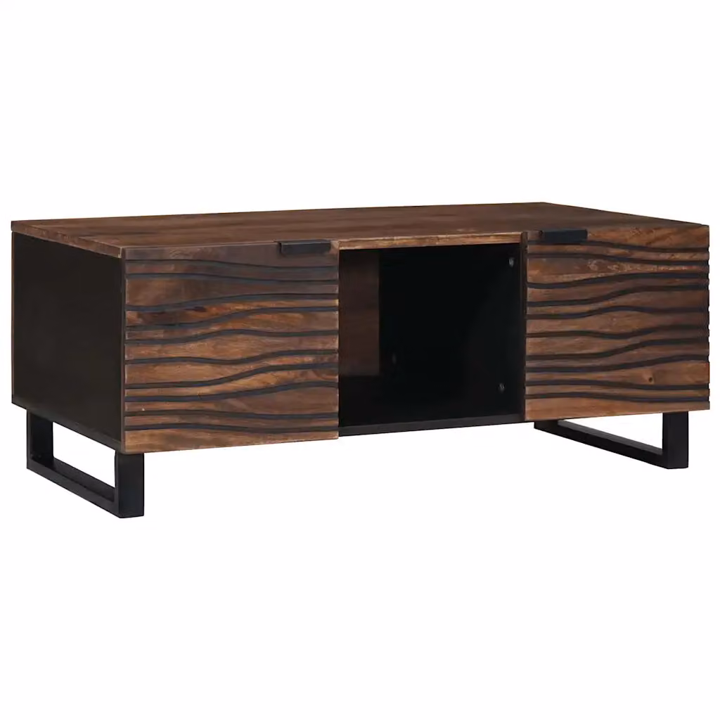 vidaXL Tavolino da salotto moderno in legno di acacia e metallo, colore marrone, L 100 x P 54 x H 40 cm