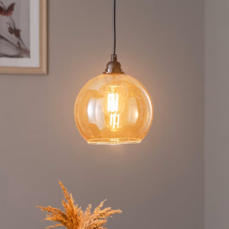 Lampada a sospensione in vetro Gold 020 Opviq, dimmerabile, Ottone / Oro, Soggiorno / Sala da pranzo, Vetro, Moderno, Lampada a sospensione