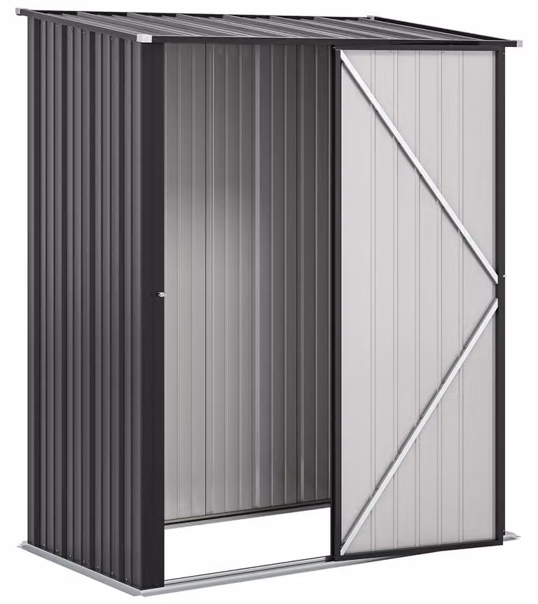 Casetta da giardino Outsunny con tetto a una falda, 1,34 m², casetta da giardino, ripostiglio per attrezzi, nera