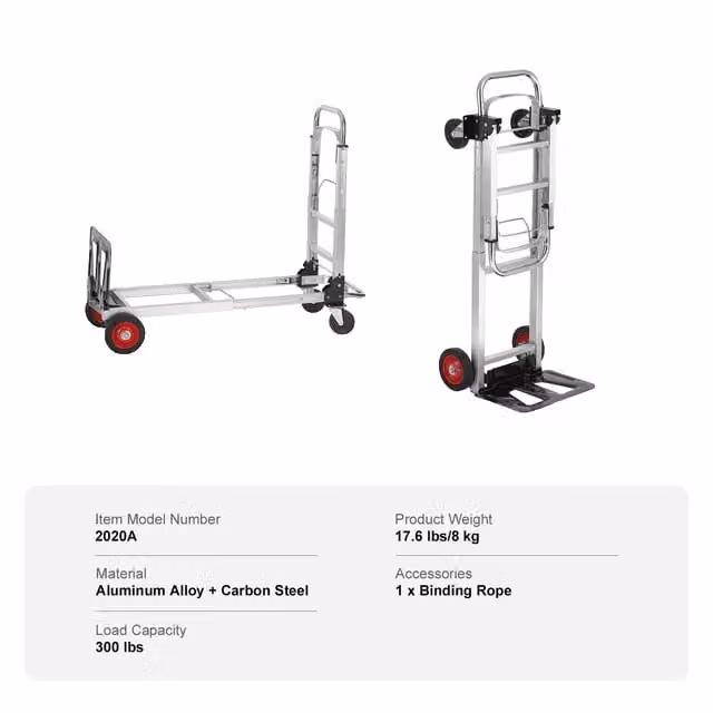 Carrello portasacchi, capacità di carico di 400 libbre, pieghevole e leggero, 400 libbre