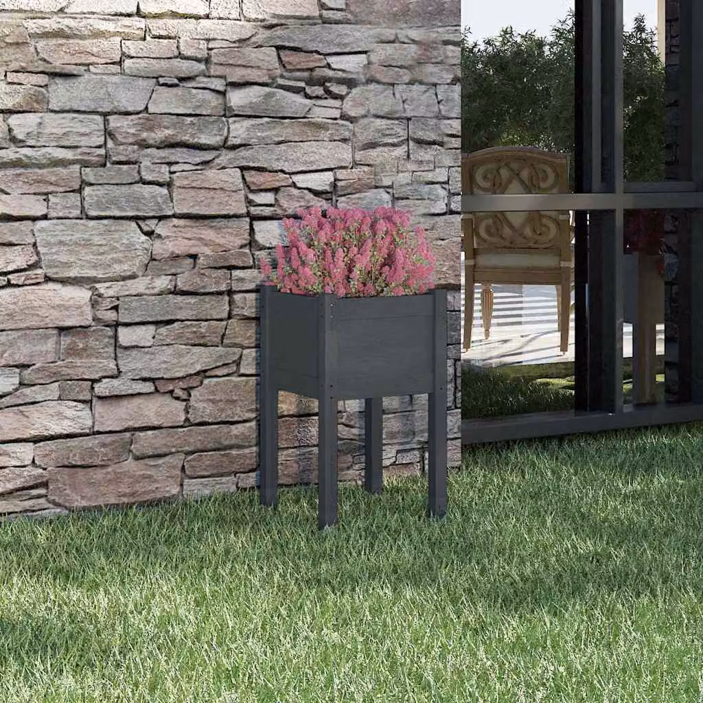 Fioriera da giardino rialzata vidaXL in legno di pino, colore grigio, L 40 cm x P 40 cm x H 70 cm