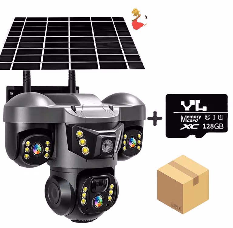 Telecamera, alimentata a energia solare, con visione notturna, compatibile con connessione 4G, espandibile con scheda di memoria da 128G