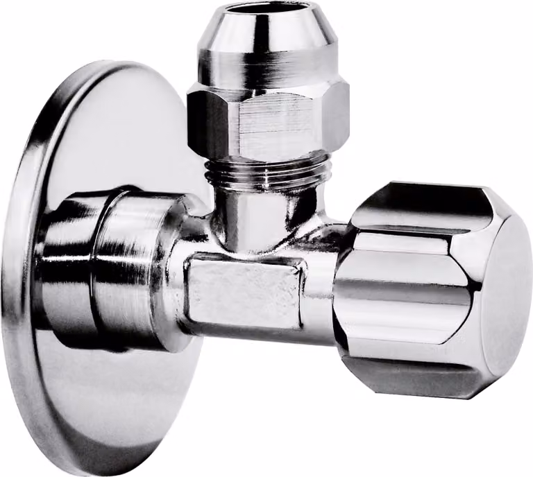 Set di due valvole a sfera angolari, in ottone cromato, DN 15