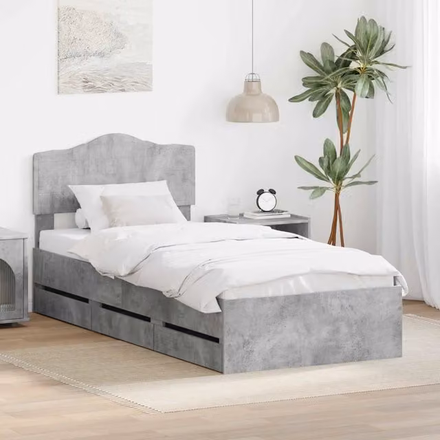 Struttura del letto con cassetto Grigio cemento 90 x 190 cm 3413050