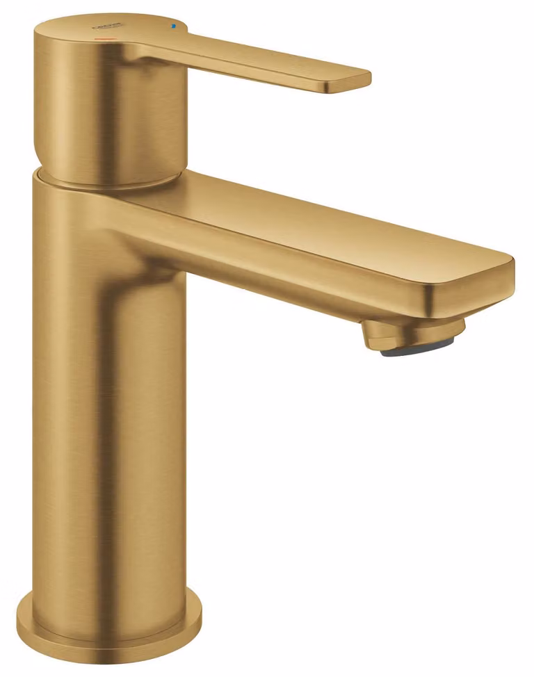 Miscelatore lavabo GROHE Mitigeur Lineare, modello XS - Piletta a tappo-salvaspruzzi - Finitura Cool Sunrise spazzolata - Codice prodotto: 23791GN0
