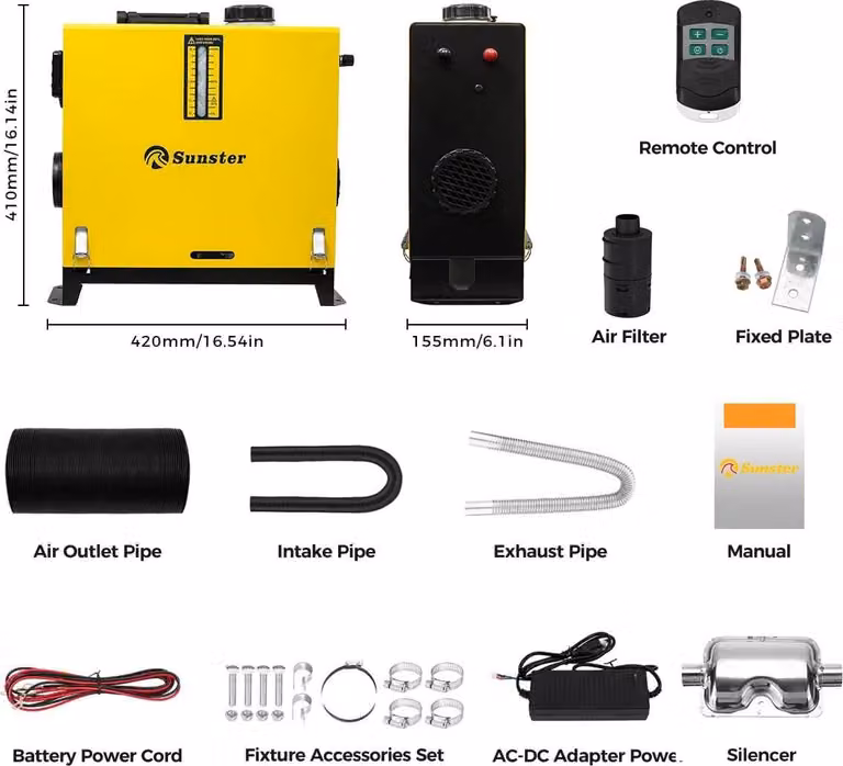 Riscaldatore ad aria diesel, compatibile con 12V/24V e corrente alternata, riscaldamento efficiente, 8KW 12V24V 110-240V