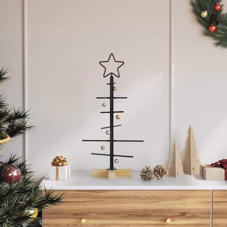Maison Exclusive - Albero di Natale in metallo, nero, 59,5 cm, acciaio con rivestimento a polvere