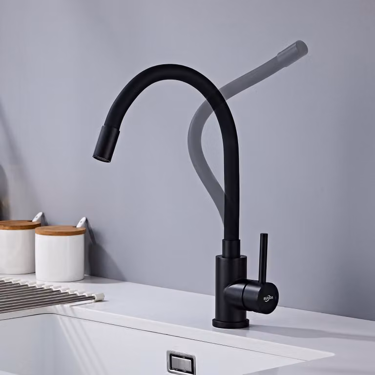 Rubinetto da cucina flessibile con funzione di rotazione a 360° in acciaio inossidabile