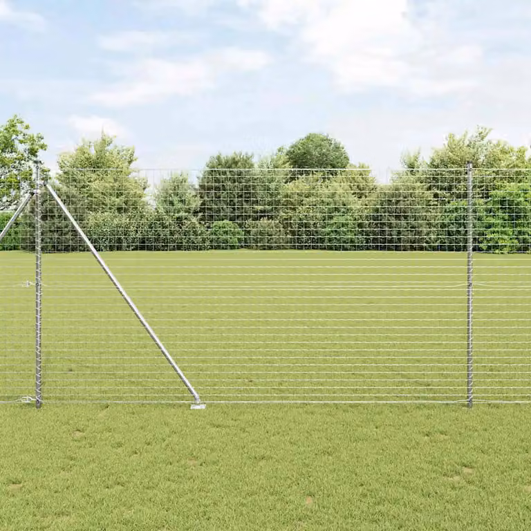 Recinzione da esterno vidaXL in acciaio zincato argento con punte, L: 10 m, H: 1,5 m