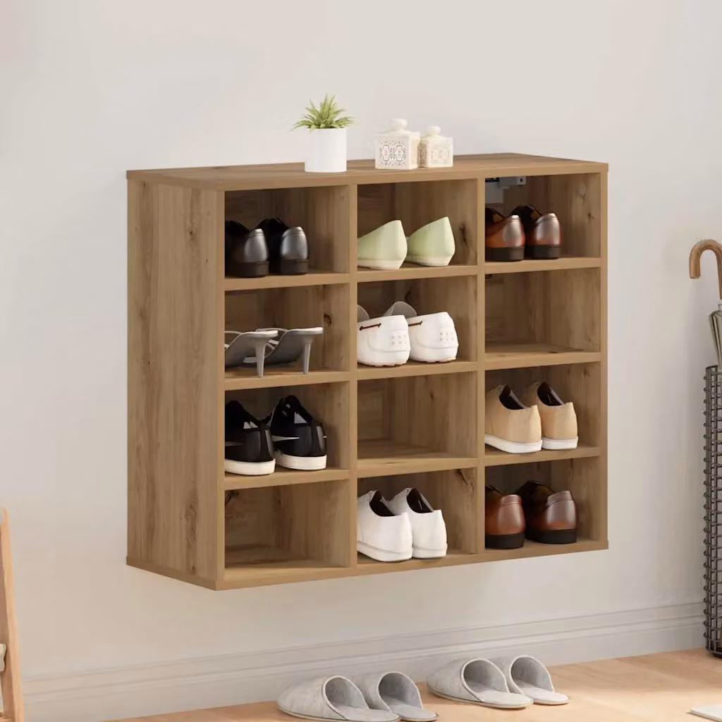 Scarpiera moderna vidaXL in legno marrone con ripiani piatti L: 77,5 cm, P: 30 cm, H: 67 cm