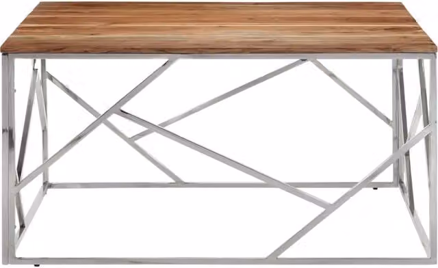 Tavolino da salotto moderno vidaXL in legno di acacia e metallo argento – 1