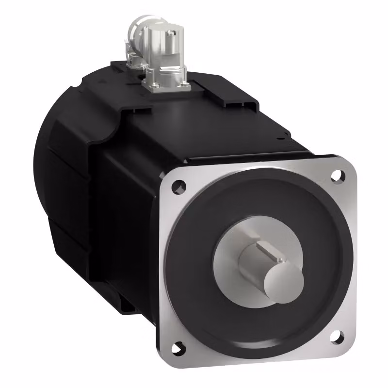 Servomotore Schneider Electric, Lexium BMH, 190 mm, 100 Nm, chiavetta, IP65, multigiro 128 P/U, M40+M23 ad angolo, freno, ventola BMH1904P32F2B