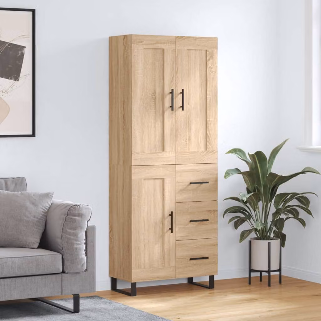 Credenza moderna vidaXL in legno Rovere Sonoma marrone L: 69,5 cm, P: 34 cm, H: 180 cm
