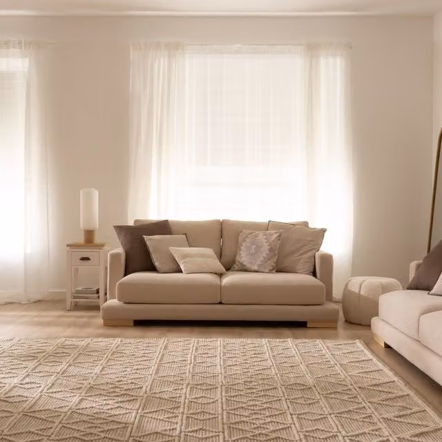 Sofà 3 posti Luxor Living in tessuto beige con cuscini coordinati e coperture rimovibili L: 190 cm, P: 88 cm