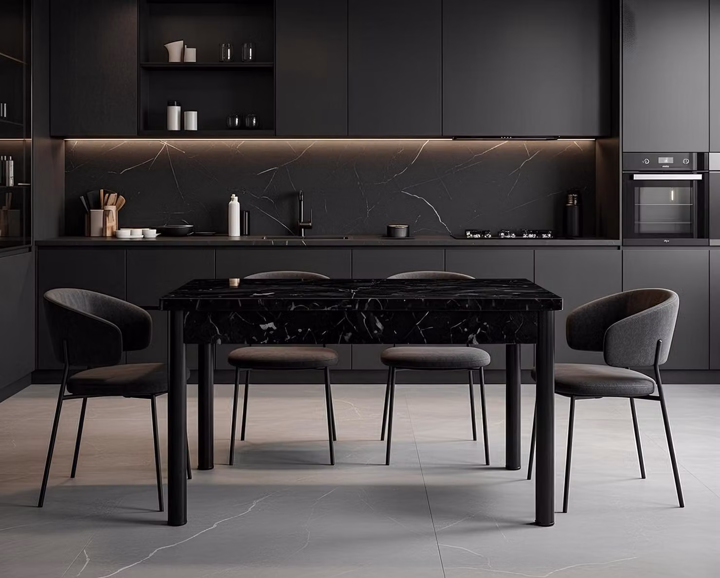 Tavolo da pranzo Rettangolare Marmo Nero Moderno Lussuoso Nuovo