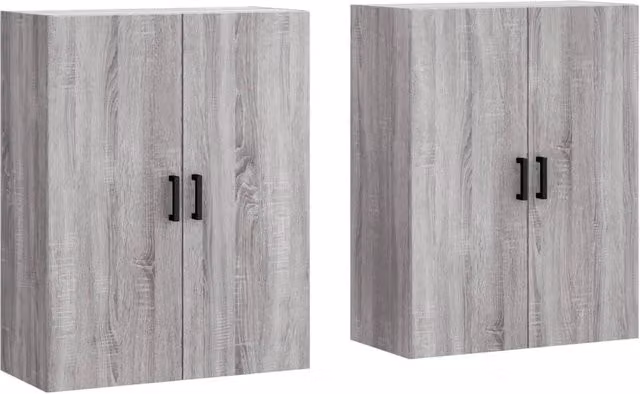 Set di 2 armadietti da parete portaoggetti design pratico 69,5 x 34 x 90 cm in legno ingegnerizzato grigio 02_0055362