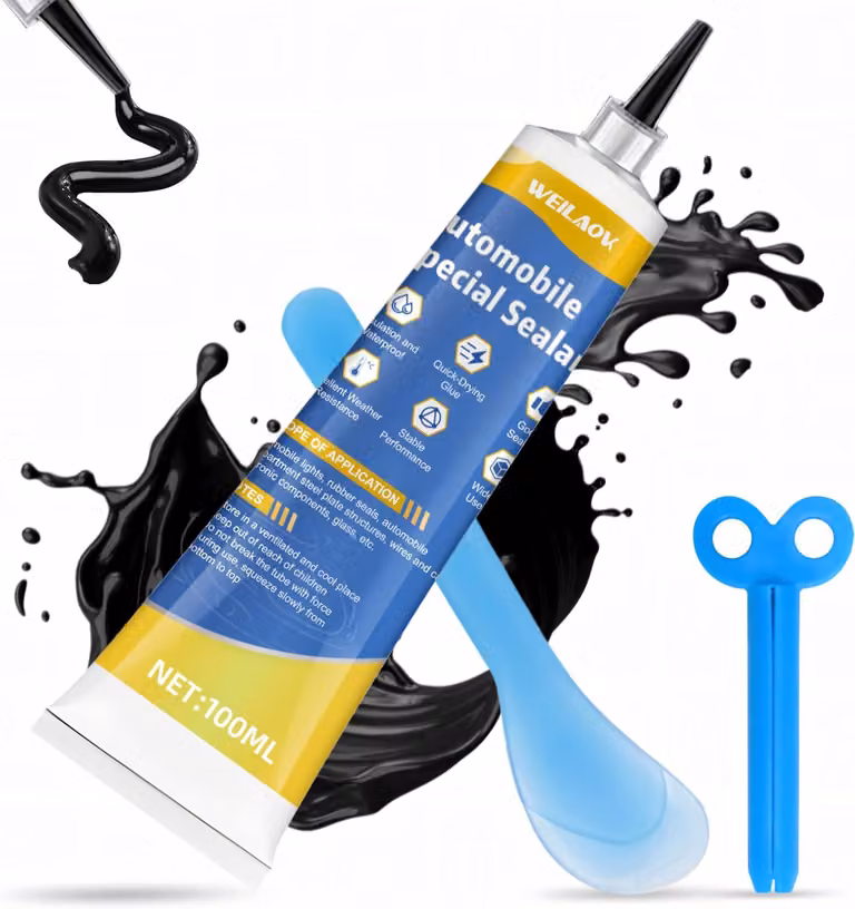 Sigillante in silicone nero, 100 ml, per carrozzeria e componenti automobilistici, resistente agli agenti atmosferici