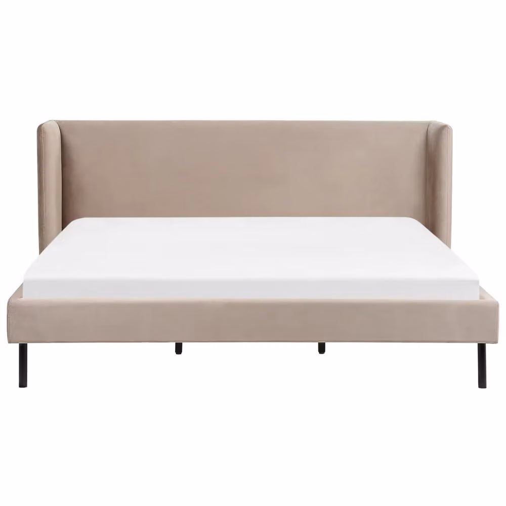 Letto Beliani moderno con rete a doghe arcuate e struttura imbottita in velluto, L/P: 180 x 200 cm – 2