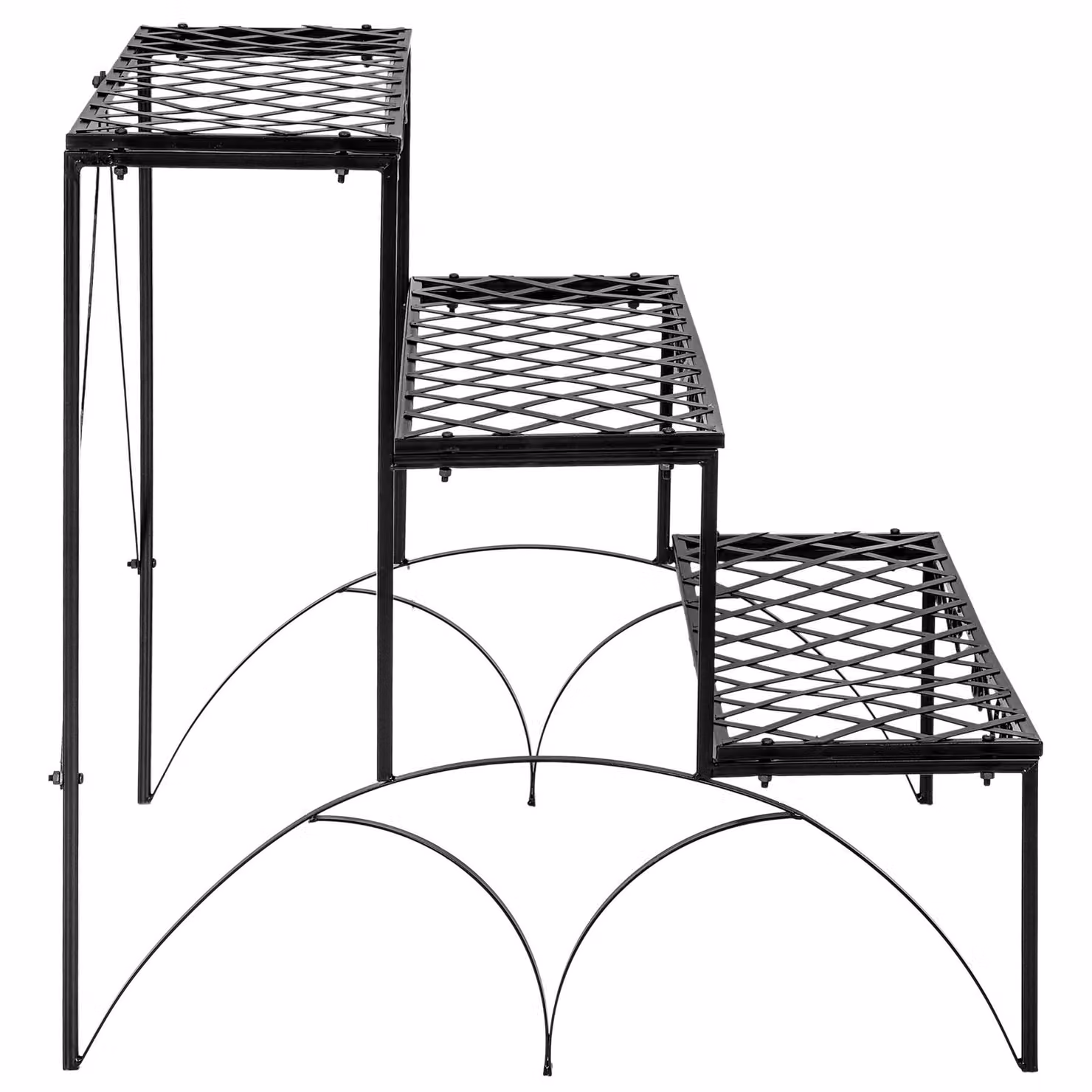 Scaffale per piante a 3 piani TecTake GmbH in metallo nero opaco per giardino, balcone o terrazzo, L/P/H: 60 x 60 x 60 cm – 4