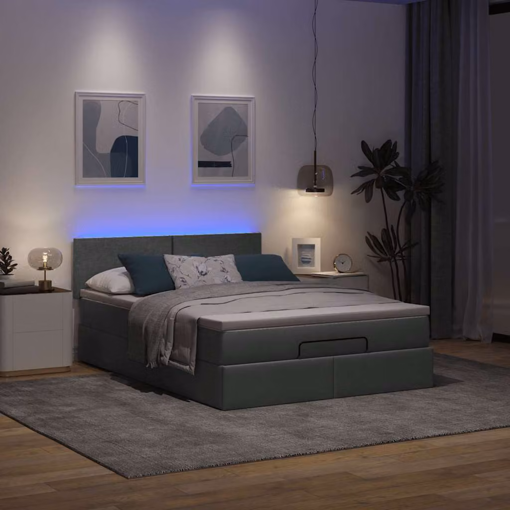 Maison Exclusive - Pouf Letto con Materasso e LED Grigio Scuro 140x190 cm