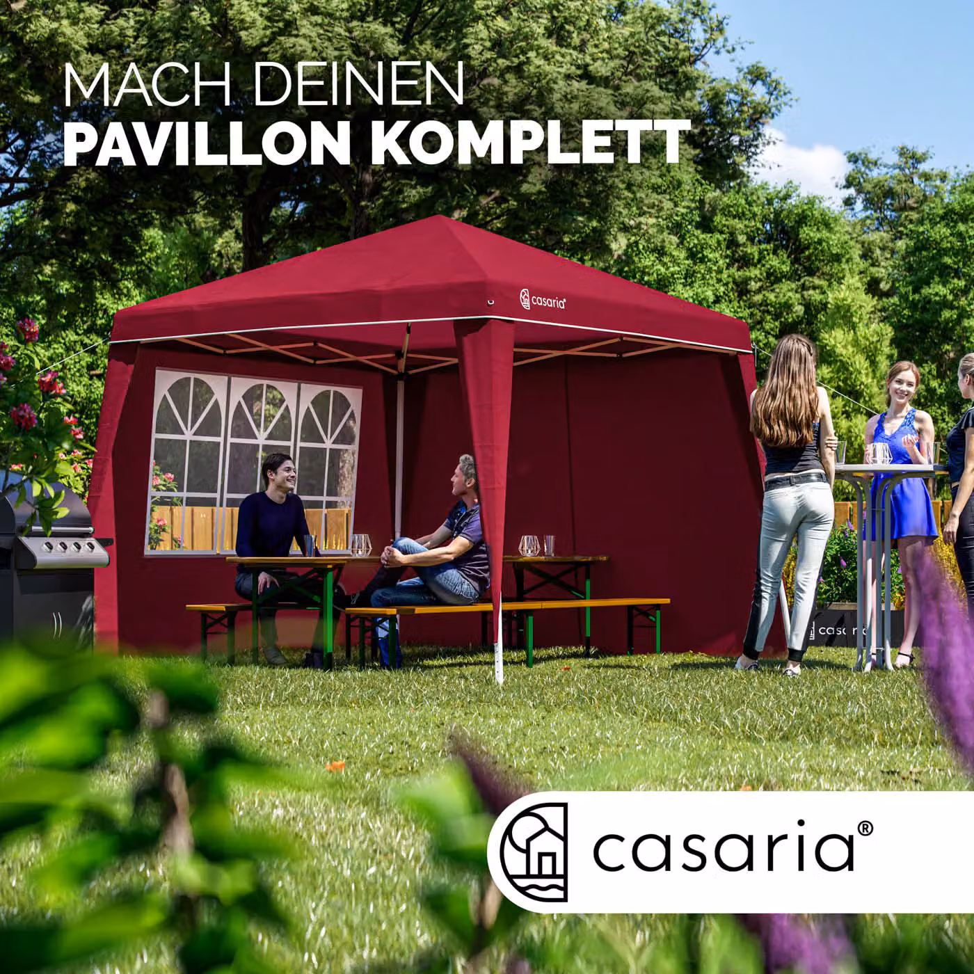 Pareti laterali in poliestere per gazebo Capri Casaria® rosso 3x3m – 2