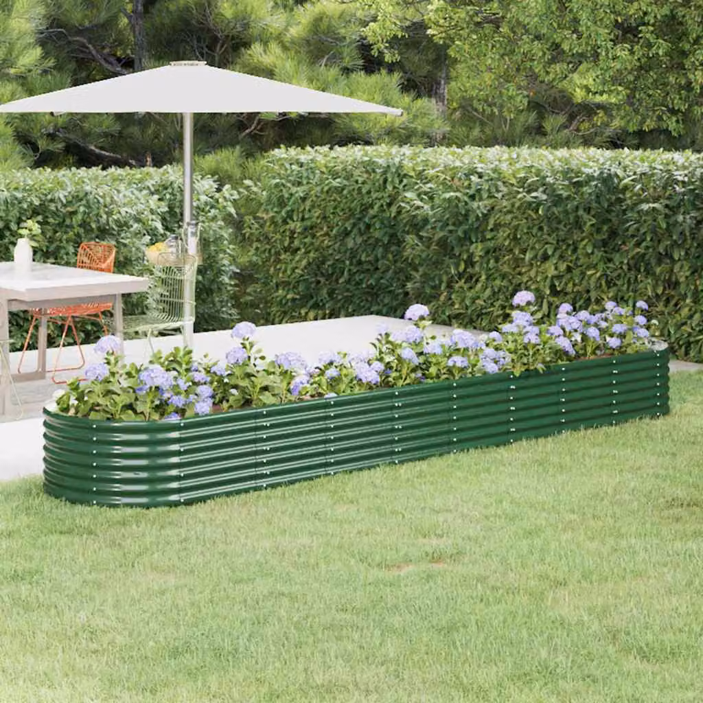 Letto da giardino rialzato vidaXL in acciaio zincato verde L: 368 cm, P: 80 cm, H: 36 cm