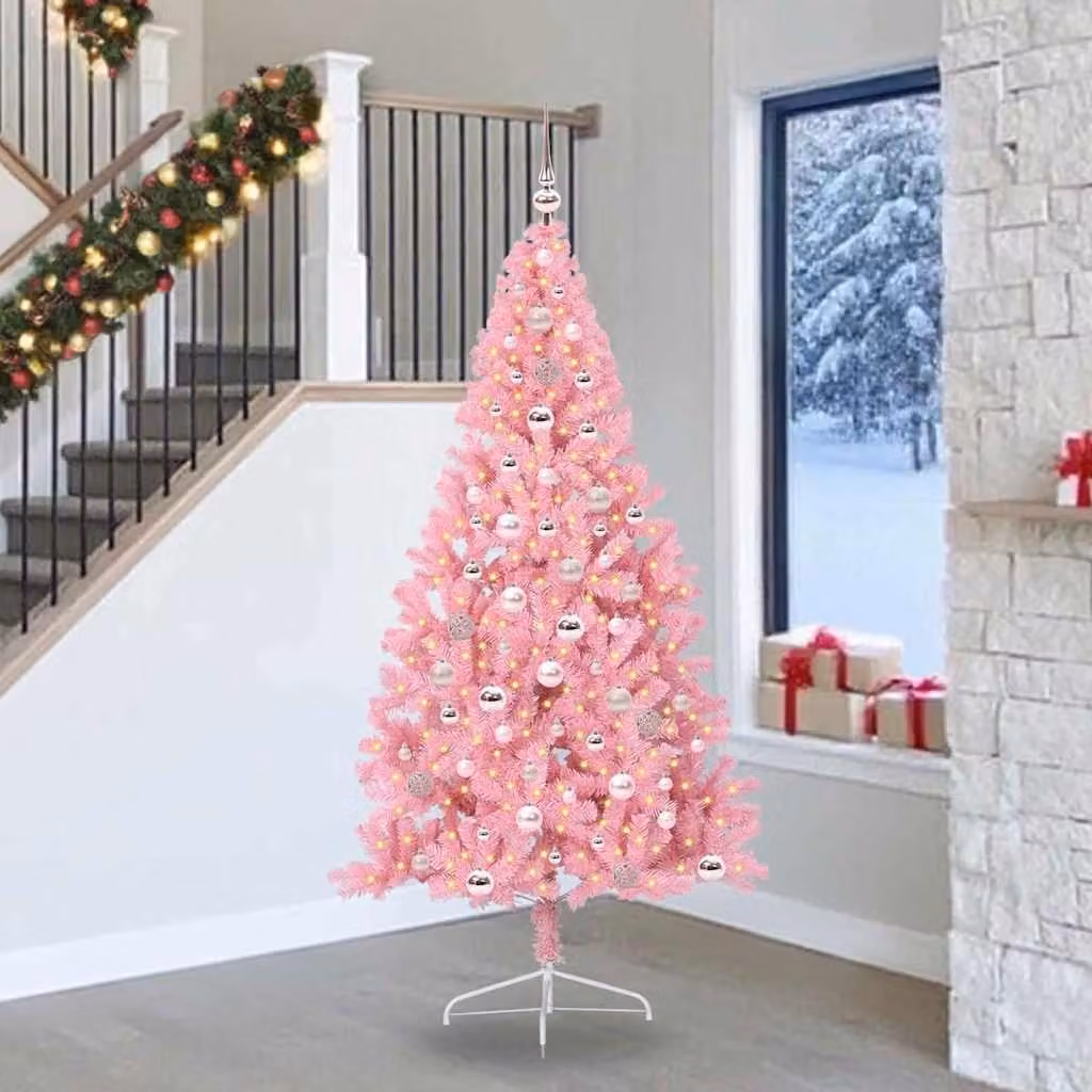 Maison Exclusive - Albero di Natale artificiale illuminato Rosa 240 cm in PVC