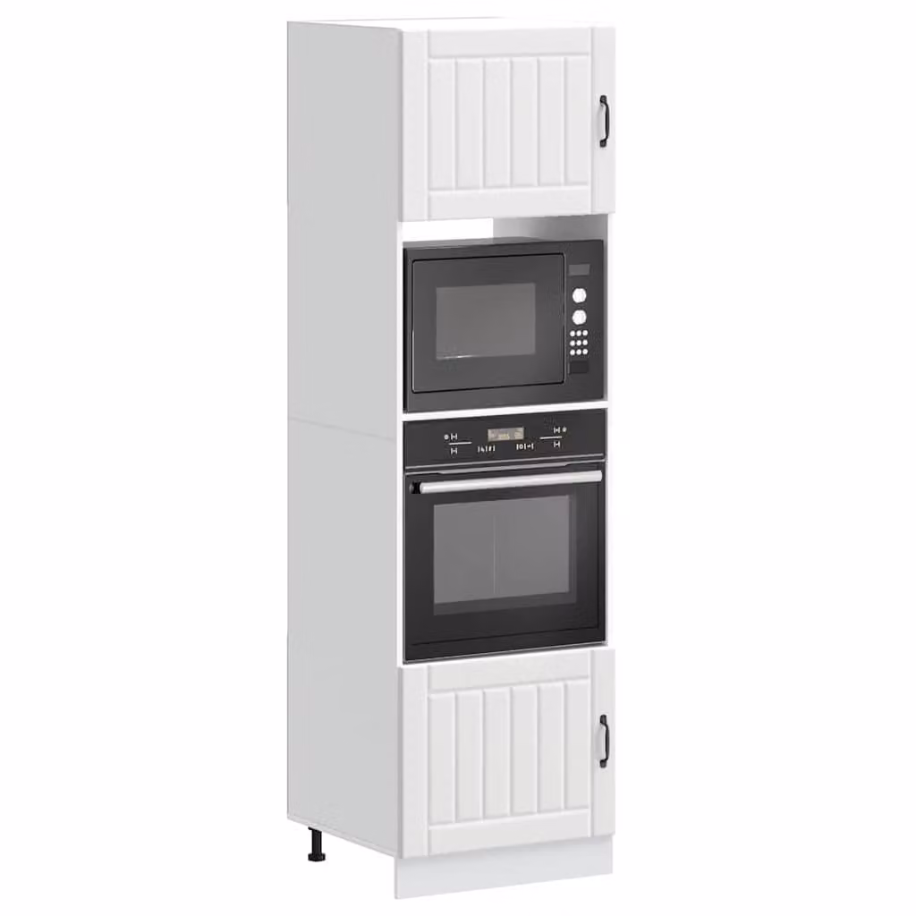 Set di 2 armadi per forno vidaXL Lucca bianchi in legno MDF per cucina moderna