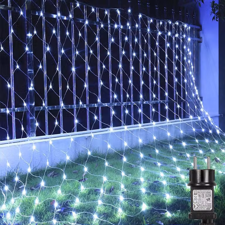 3X2M 200LED luce tenda fata 8 modalità di luce impermeabile luce di Natale festa giardino luce rete, bianco freddo