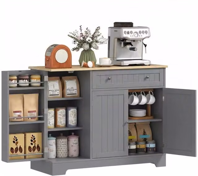 Armadio da Cucina con Ante, Cassetto e Ripiani Regolabili ¨C Minimal ¨C Grigio 105x40x83 cm