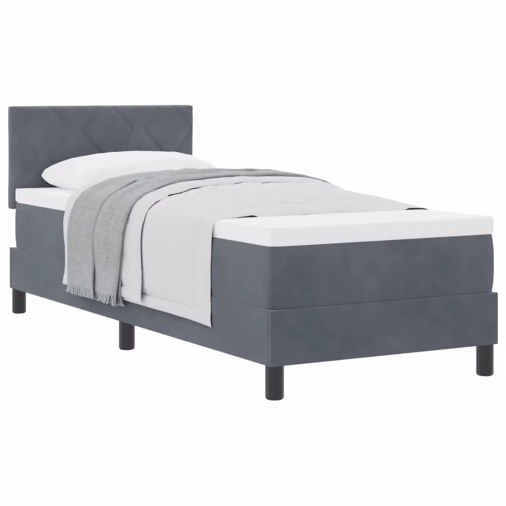 Letto a molle con testiera in velluto grigio vidaXL L/P/H: 203 x 80 x 140 cm – 2