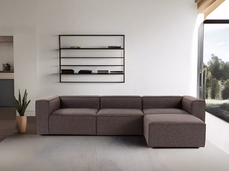 Hanah Home, Fora - Marrone scuro, divano ad angolo, 100% carpino, marrone scuro, 296 x 185 x 66 cm