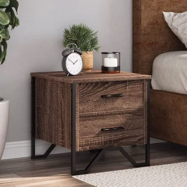 Comodini 2 pz-Set di 2 Tavolino da notte Rovere Marrone 40x41x40 cm in Legno Multistrato