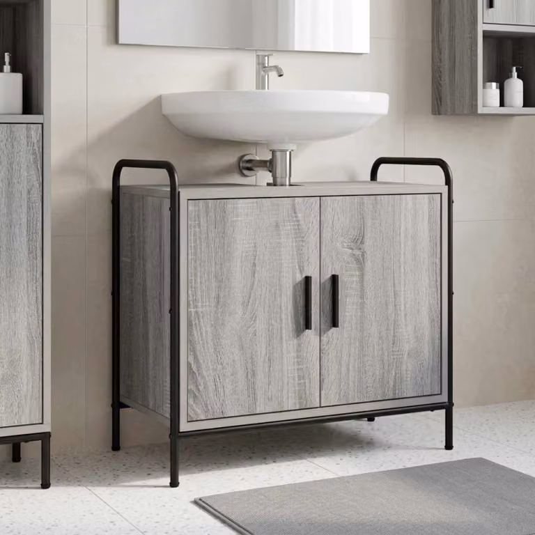 vidaXL Mobile da Bagno Sonoma grigio 65,5 x 34 x 61 cm