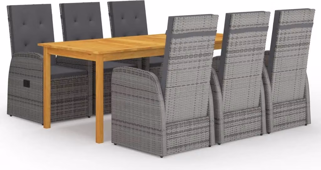 Maison Exclusive - Set da pranzo da giardino da 7 pezzi, grigio