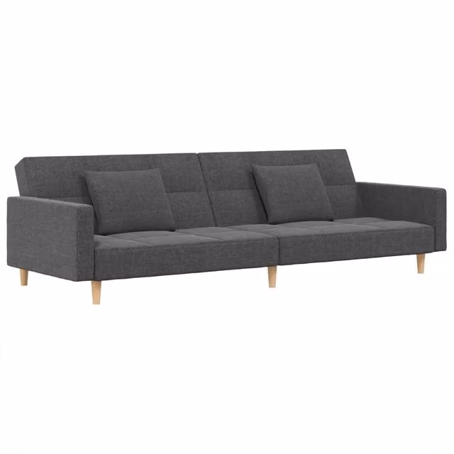 Divano letto | Sof¨¤ letto | Letto singolo a 2 Posti con 2 Cuscini Grigio Chiaro in Tessuto