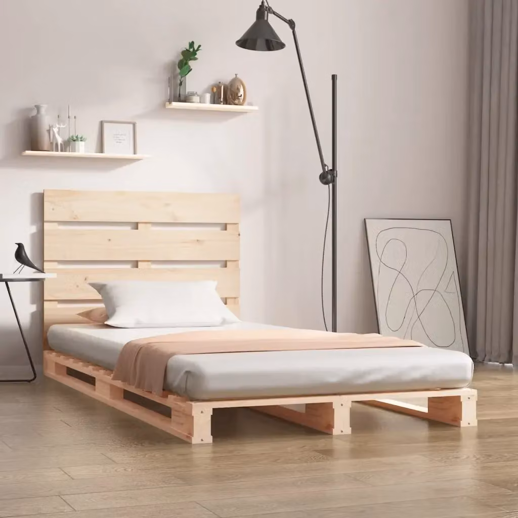 Letto singolo per adulti in legno massello di pino bianco naturale L/P/H: 190 x 90 x 80 cm – 2