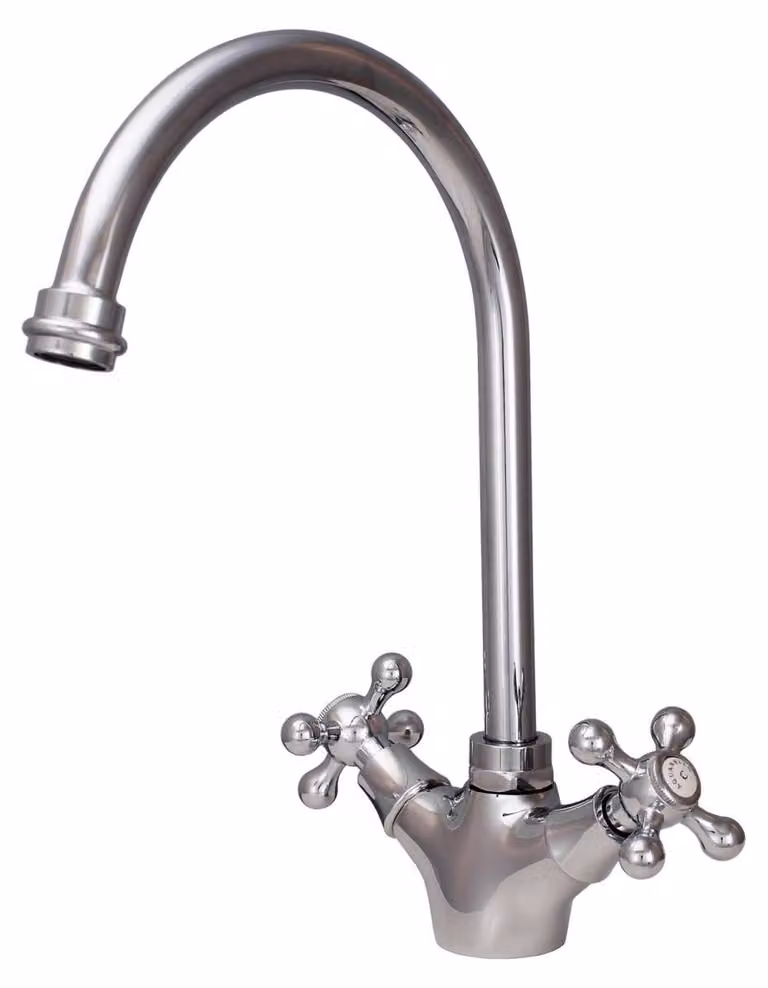 Miscelatore da cucina cromato con bocca di erogazione rotonda, modello Heritage Ascot CR-4003-HA, marca Aquanello