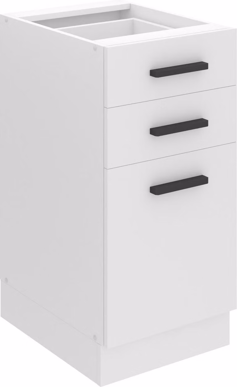 Base da cucina Belini, base da cucina larga 40 cm. Base per cucina SDSZ senza piano di lavoro. Mobile da cucina con cassetti, bianco opaco