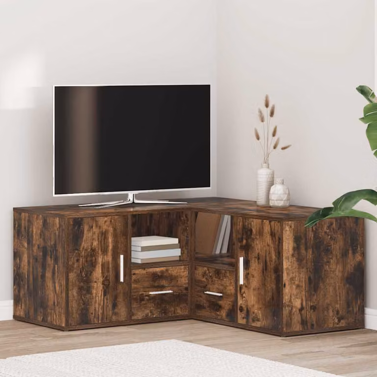 Mobile angolare vidaXL in rovere fumo con ante e ripiani, L 160 x P 40 x H 45 cm