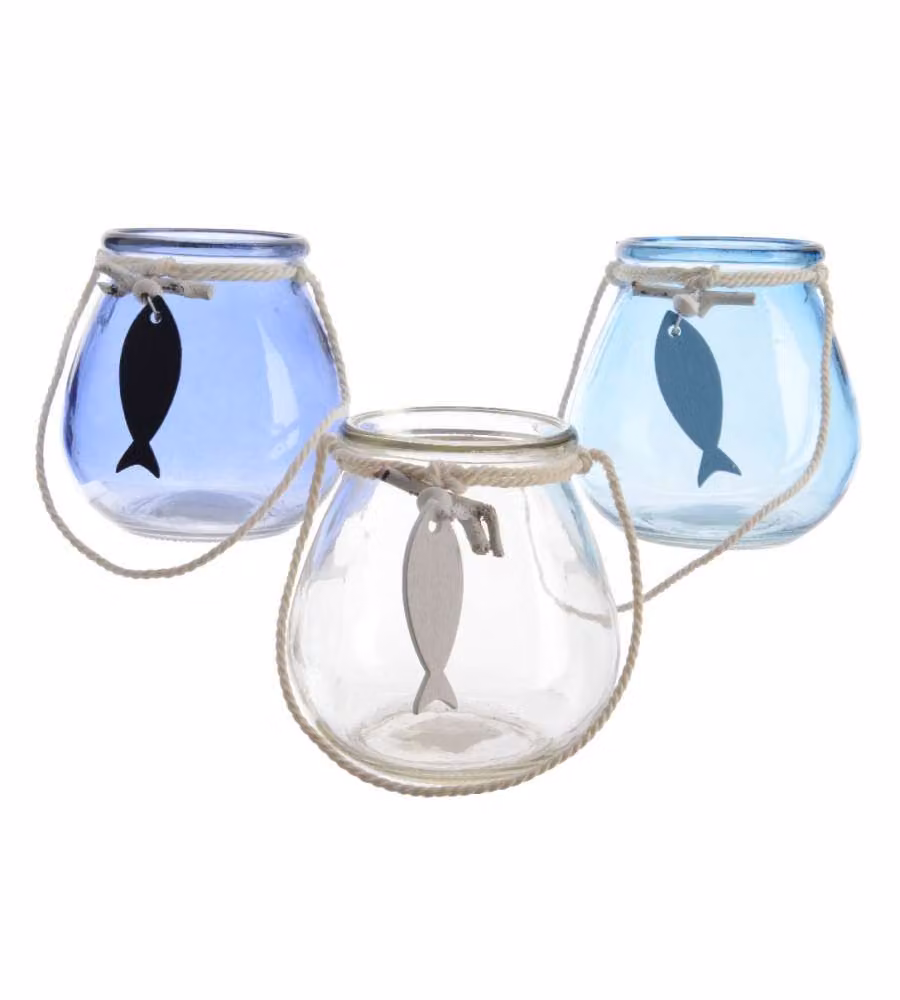 Porta tea light vetro pesciolino