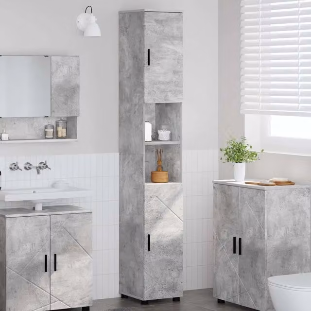 Mobile da bagno sospeso vidaXL moderno con ante a battente grigio, L: 30 cm, P: 35 cm, H: 192 cm – 1