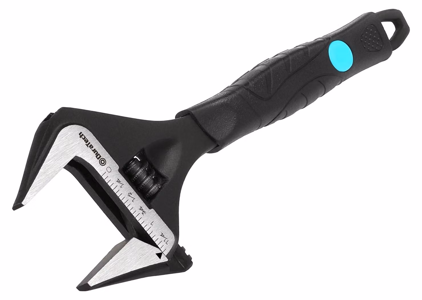 DURATECH, chiave regolabile da 200 mm, chiave a forchetta con apertura larga, finitura nera ossidata, acciaio Cr-V, compatibile con misure SAE e metriche, impugnatura ergonomica